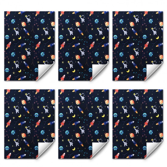  Outer Space Design: This space theme wrapping paper set comes with space theme patterns like Astronaut Spaceship Rocket Alien Planets Stars Galactic Solar System Galaxy on navy blue background, popular and loved by kids boys and girls, definitely brings 