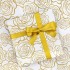 Gift Wrapping Paper, Golden Rose Pattern in White Art Paper with 1 Roll Gold Ribbon, for Weddings, Mother's Day, Birthdays, Baby Showers, Bridal Showers, Valentine's Day or Any Occasion(6 Sheets)