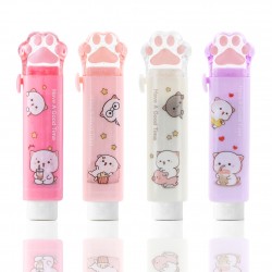 4 Pcs Cat Paw Eraser, Sliding Retractable Eraser, Cat Rubbers for Kids, Push-Pull Rubber Eraser for Students Writing Office School Stationery